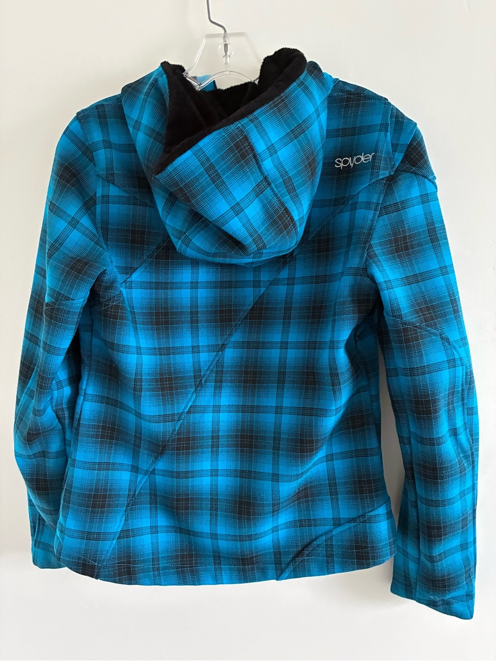 Spyder Blue Plaid Hooded snow Jacket - Picture 7 of 12